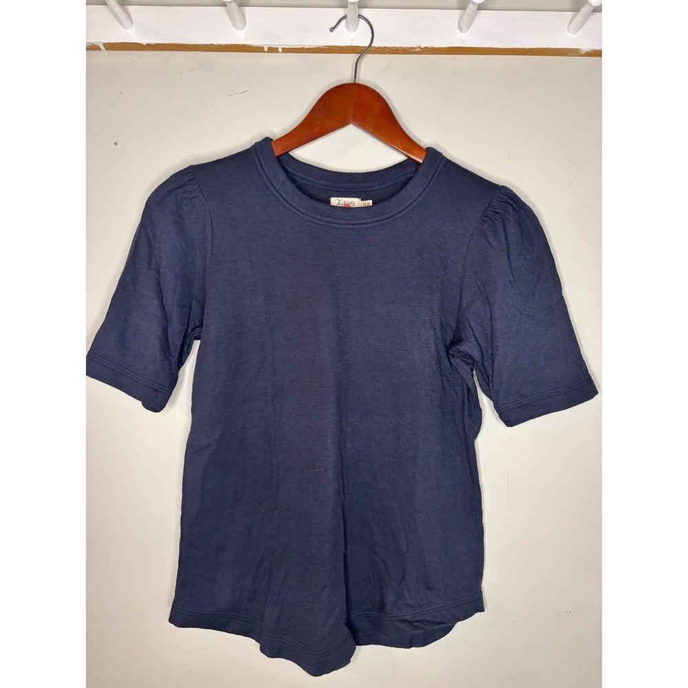 Faherty Cloud Puff Sleeve Tee Navy Pima Cotton Womens XS - Picture 4 of 8